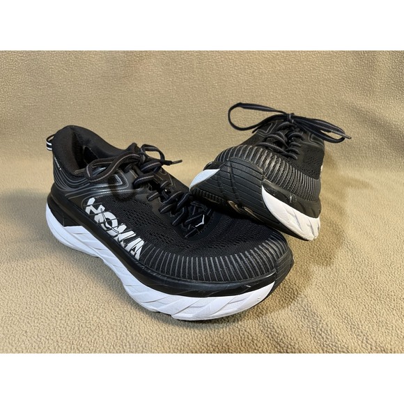 Hoka Bondi 7 Black Running Shoes Woman's Size 7.5 - Picture 2 of 16